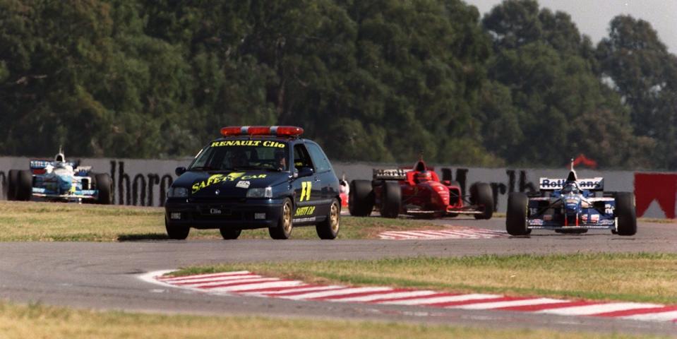 The Formula 1 safety car, a Renault Clio, at the 1996 Argentine Grand Prix