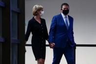 Outgoing Conservative Leader Andrew Scheer and wife Jill Scheer make their way to the Conservative party of Canada 2020 Leadership Election studio in Ottawa