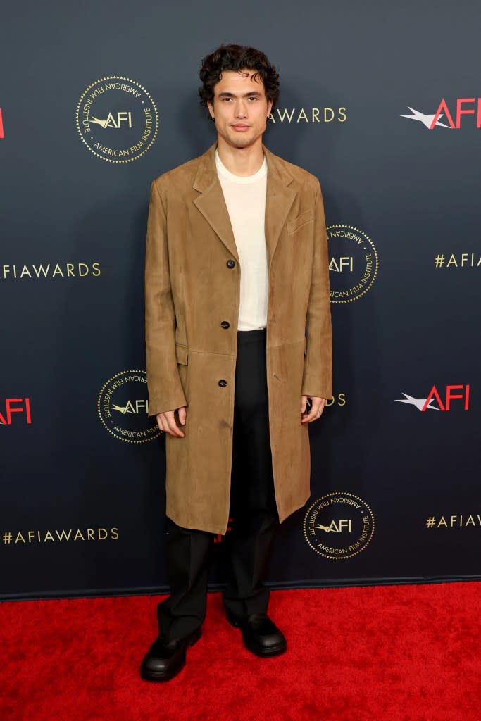 Charles Melton attends the AFI Awards Luncheon at Four Seasons Hotel Los Angeles at Beverly Hills on January 12, 2024 in Los Angeles, California.