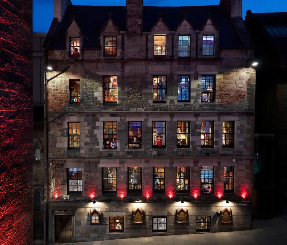 An exterior view of the Witchery by the Castle hotel in Edinburgh, Scotland.