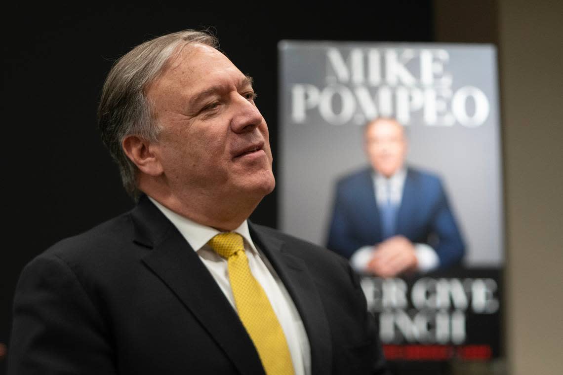 Former Secretary of State Mike Pompeo was back in Wichita for an event promoting his new book, a memoir called “Never Give An Inch.”