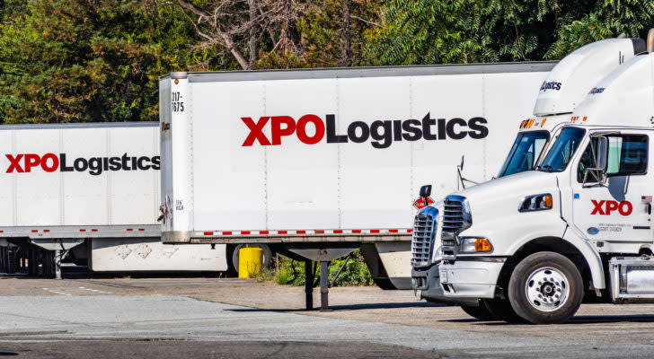 A shot of XPO Logistics (XPO) trucks in San Francisco, California.