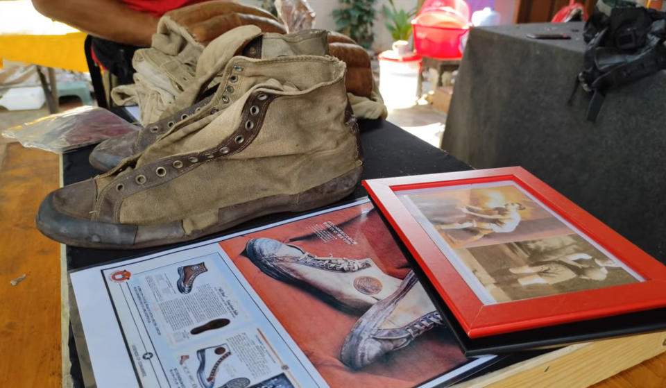 Pair of Converse Non Skid trainers made in 1917. Source: Newsflash/Australscope