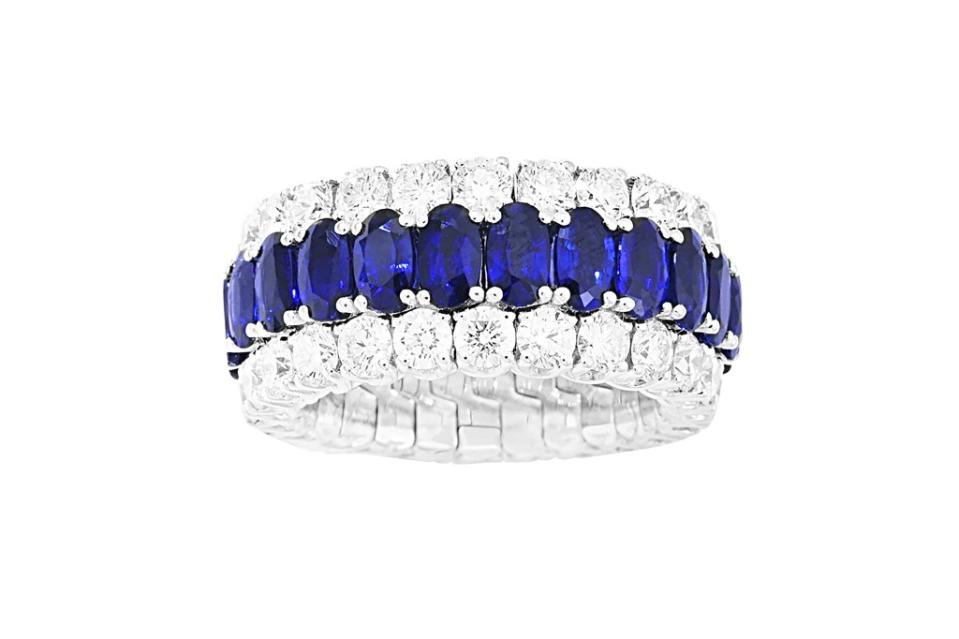 Picchiotti Xpandable ring in 18-k white gold with diamonds and sapphires, $16,700