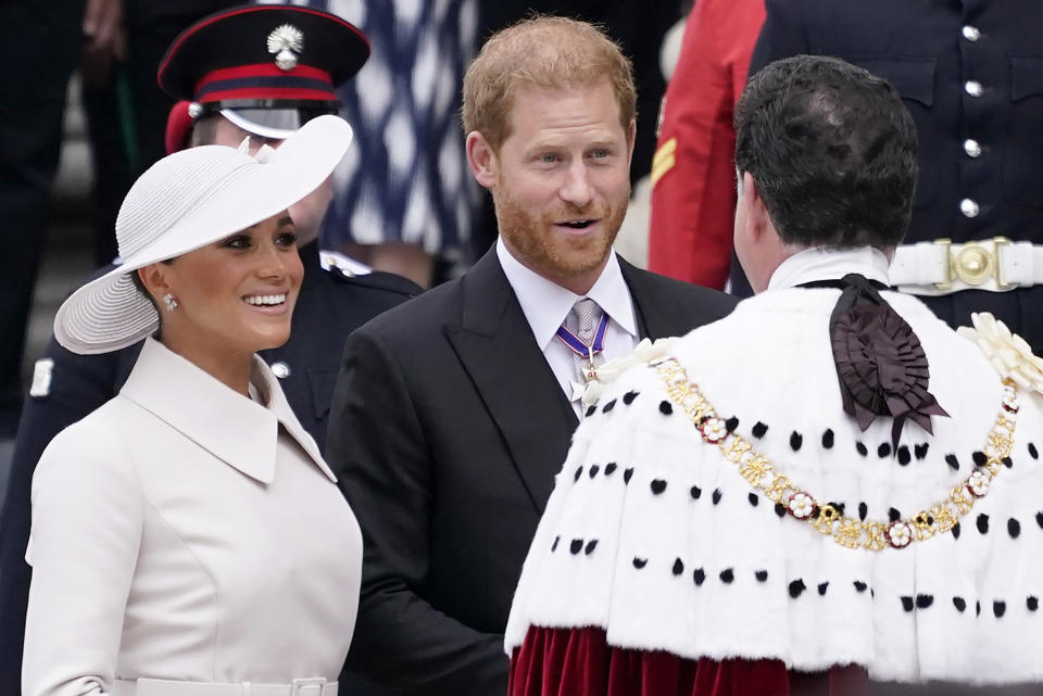 Prince Harry and his wife Meghan Markle at St. Paul’s Cathedral. - Credit: AP