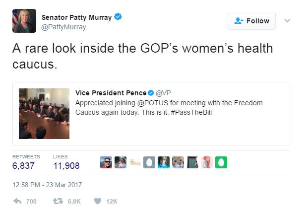 Democrats attacked the picture (Twitter/@PattyMurray)