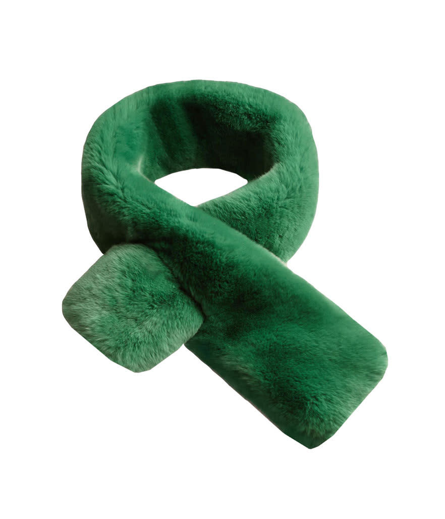 Burberry Rabbit Fur Collar in Bright Pine Green