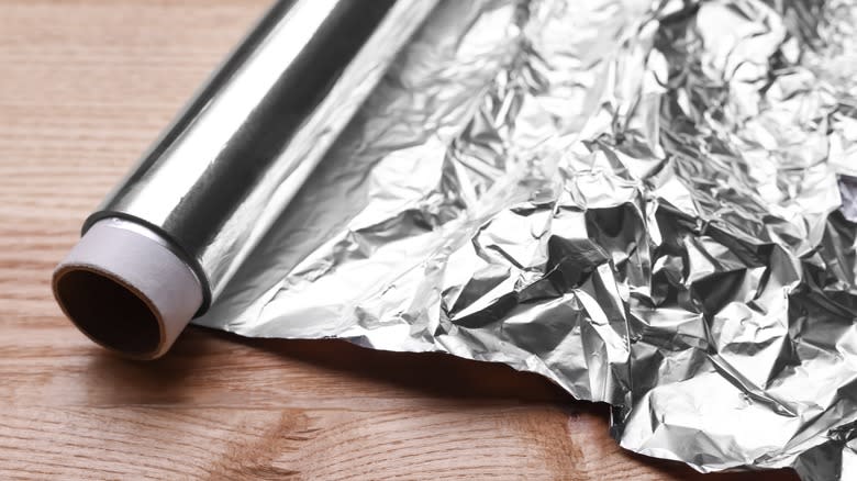 A roll of aluminum foil