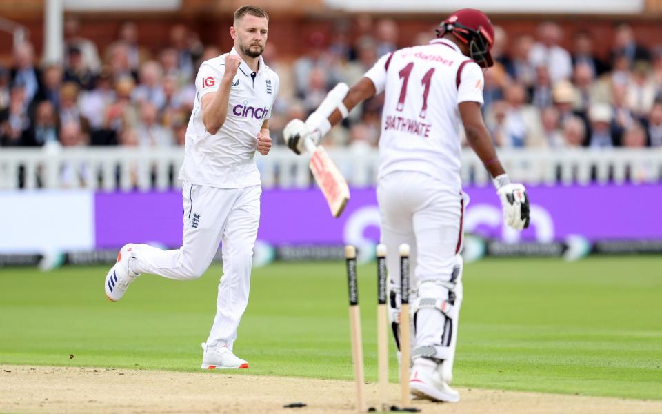 Gus Atkinson strikes with his second ball in Test cricket