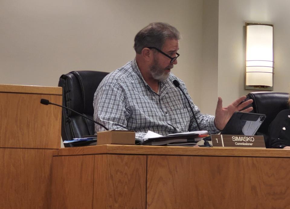 St. Clair County Commissioner Steve Simasko talks during a board of commissioners committee meeting on Thursday, March 2, 2023.