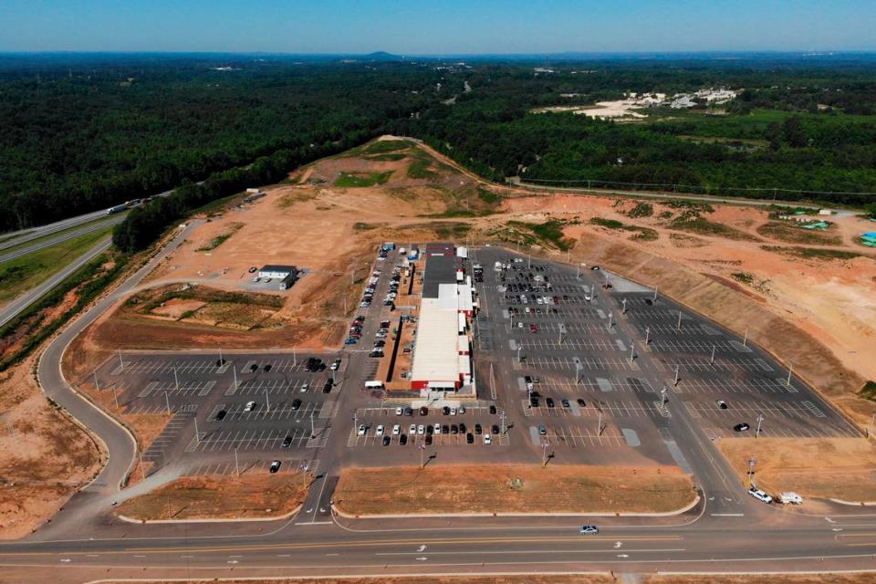 View above the Two Kings Casino site under development in Kings Mountain, N.C., in June 2022.