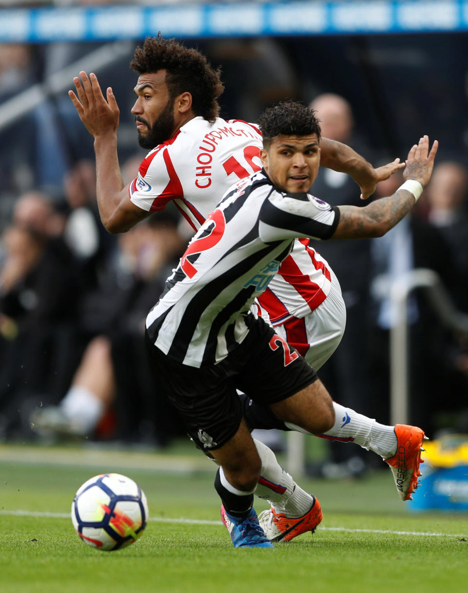 <p>Stoke City’s Eric Maxim Choupo-Moting in action with Newcastle United’s DeAndre Yedlin Action Images via Reuters/Carl Recine </p>