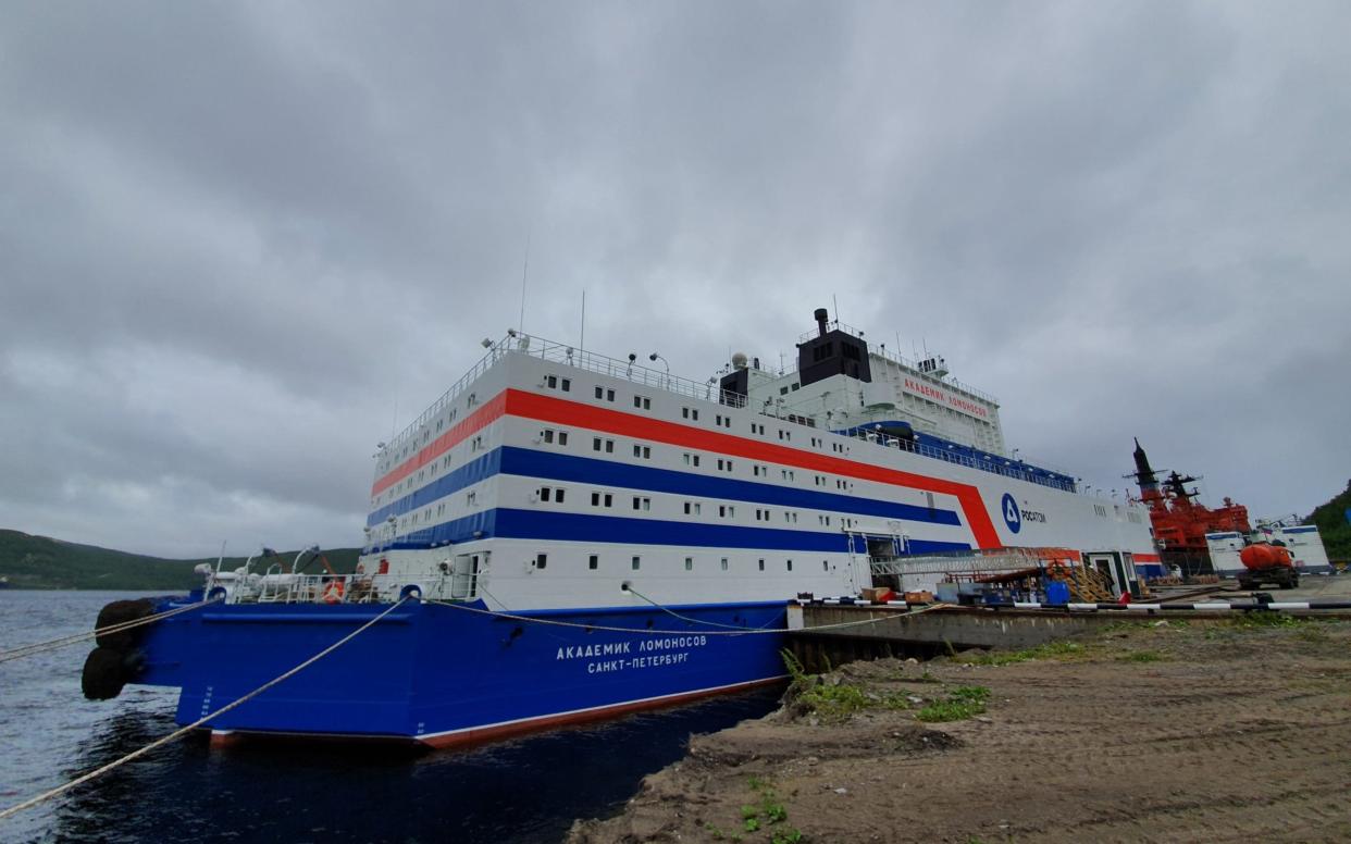 The Academic Lomonosov will be towed 3,000 miles to the gold-mining town of Pevek near Alaska this month - Alec Luhn/For The Telegraph