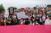 Abortion rights campaigners demonstrate in Washington