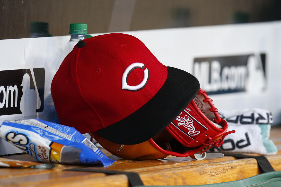 PITTSBURGH, PA - JUNE 15:  A New Era Cincinnati Reds baseball cap is seen in action against the Pittsburgh Pirates at PNC Park on June 15, 2018 in Pittsburgh, Pennsylvania.  (Photo by Justin K. Aller/Getty Images)