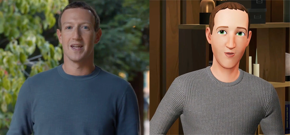 The real Mark Zuckerberg and his digital twin.