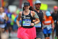 <p>A runner wears a tutu during the 2017 New York City Marathon, Nov. 5, 2017. (Photo: Gordon Donovan/Yahoo News) </p>