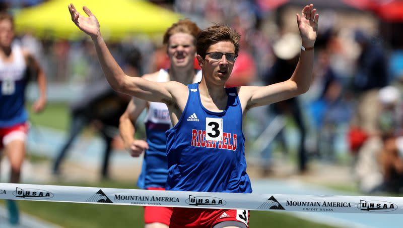 Richfield’s Richard Crane, shown here winning last year’s 3A 800-meter race at the state meet, owns the third-best time in the state so far this season.