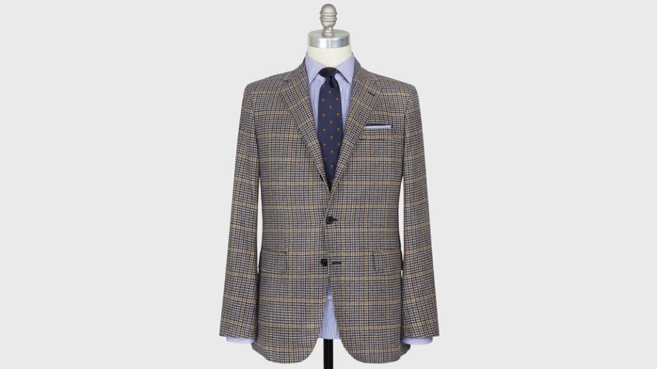 Sid Mashburn Virgil No. 4 Jacket Bone/Navy/Olive Houndstooth Flannel