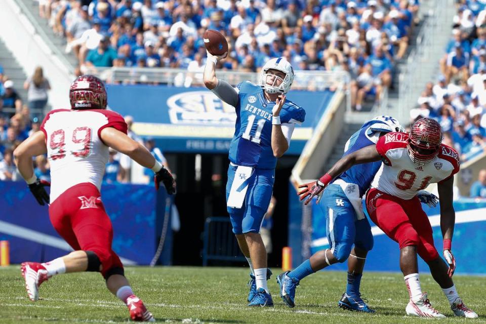 Maxwell Smith was the Kentucky starting quarterback when the Wildcats strafed Miami (Ohio) 40-7 on Sept. 7, 2013. It was the first victory for Mark Stoops as UK head coach.