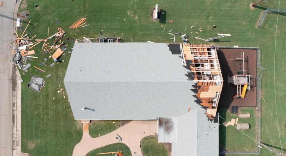 The roof the Columbus Avenue Church of Christ on the west side of Newton was torn off after a storm bearing wind gusts nearing 100 miles per house tore the the area Sunday night.