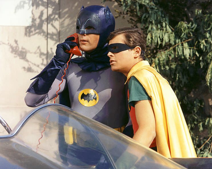 Adam West as Batman/Bruce Wayne and Burt Ward as Robin/Dick Grayson in ‘Batman’ (Photo Credit: Silver Screen Collection/Getty Images)