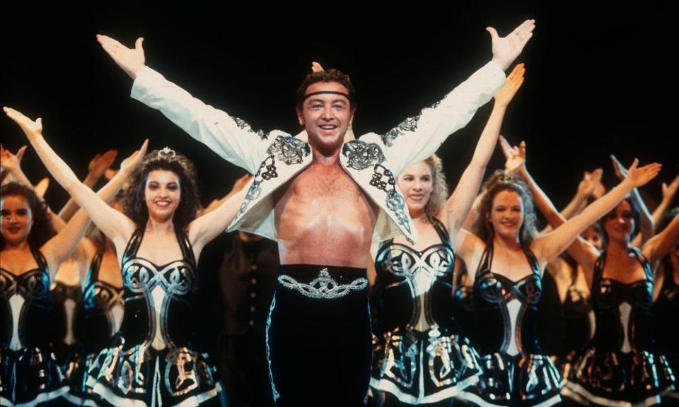 Michael Flatley dancing in Irish dance show Lord of the Dance.