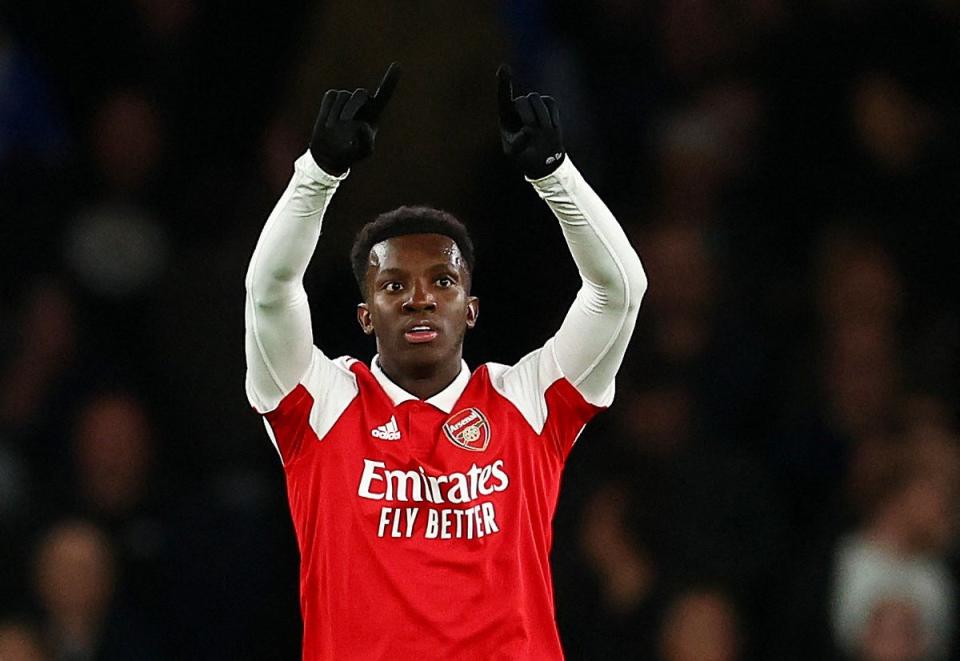 Eddie Nketiah was once again on target in the Carabao Cup  (REUTERS)