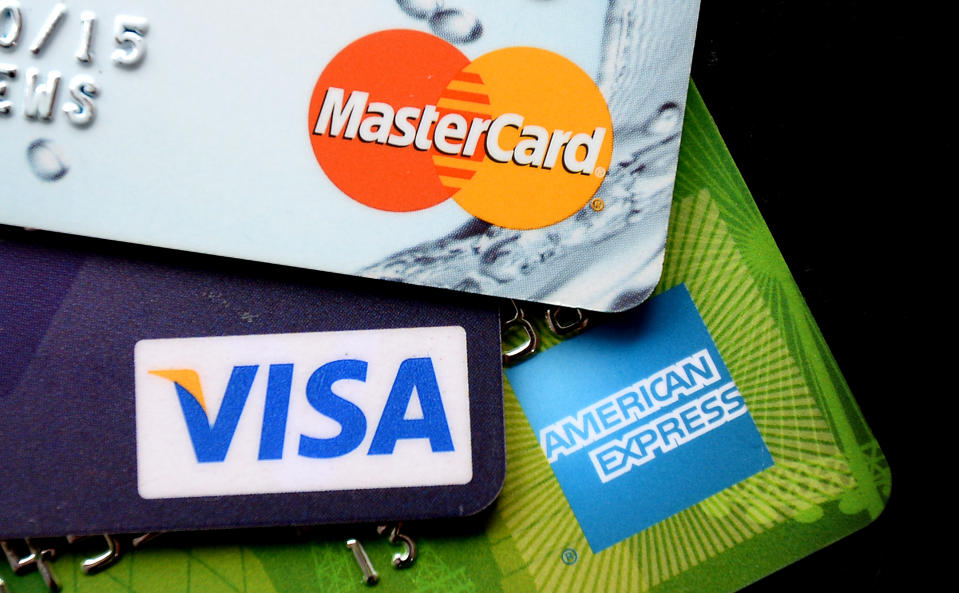Visa, MasterCard and American Express credit cards. Photo: Andrew Matthews/PA Archive/PA Images