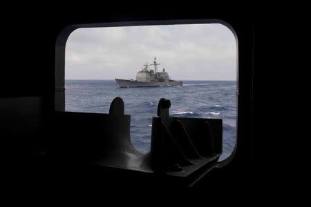 USS San Jacinto (CG 56) sails in the Mediterranean Sea in this U.S. Navy picture taken June 27, 2016. U.S. Navy/Mass Communication Specialist 3rd Class Nathan T. Beard/Handout via Reuters