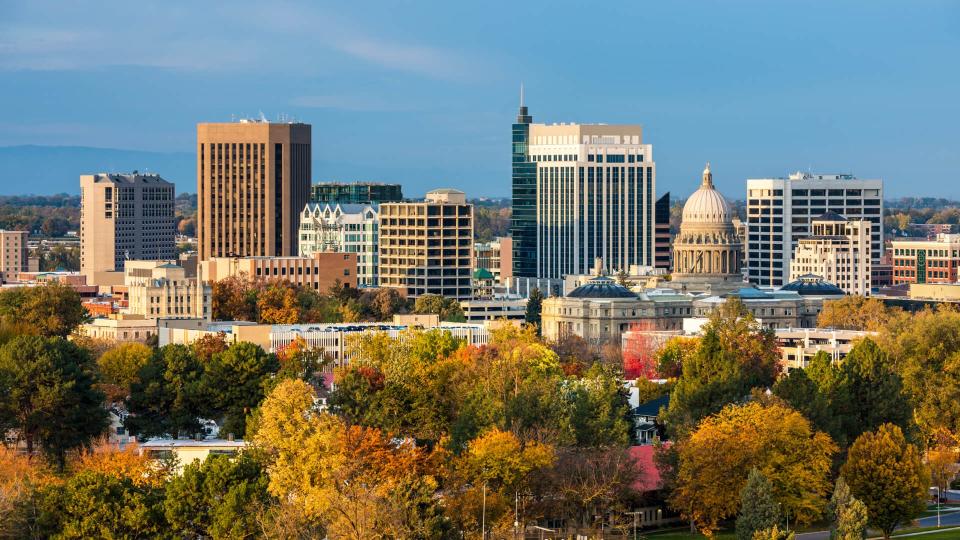 City of trees Boise Idaho with fall colors.