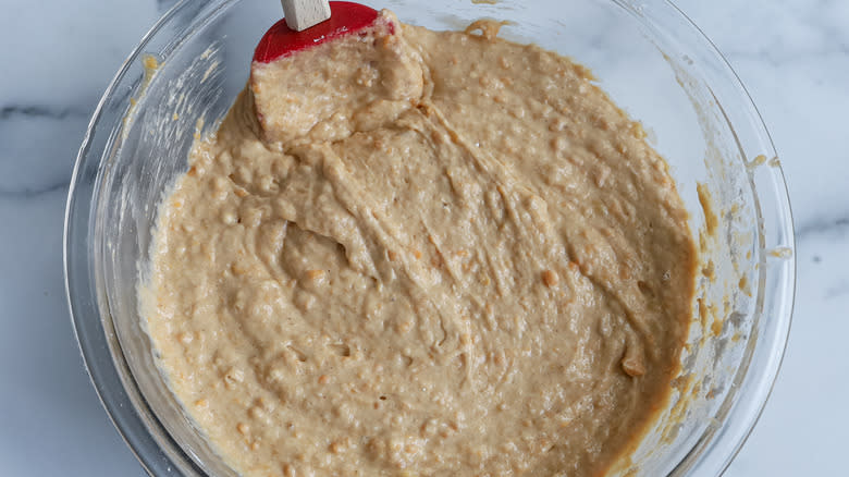 banana bread batter in bowl