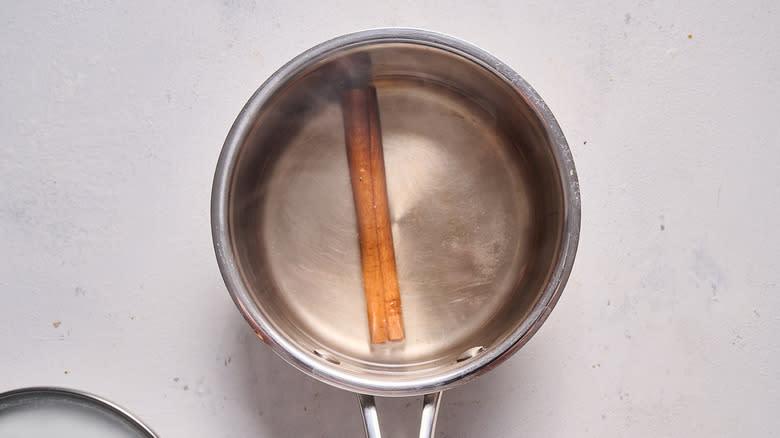 steeping cinnamon in pot