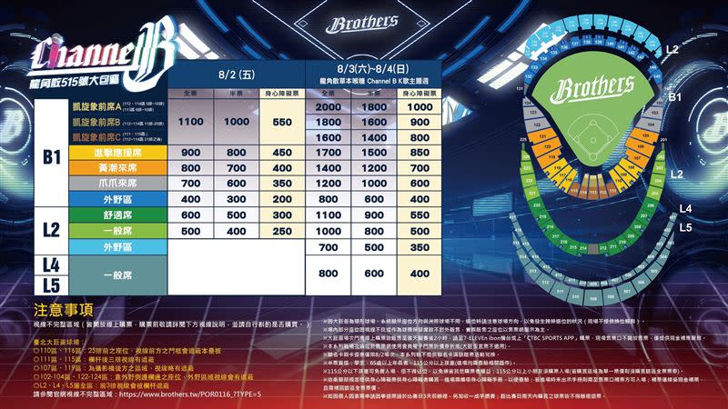 中信兄弟隊將於8月3、4日於台北大巨蛋主場舉辦「CHANNEL B」K歌主題周。（圖／中信兄弟隊提供）