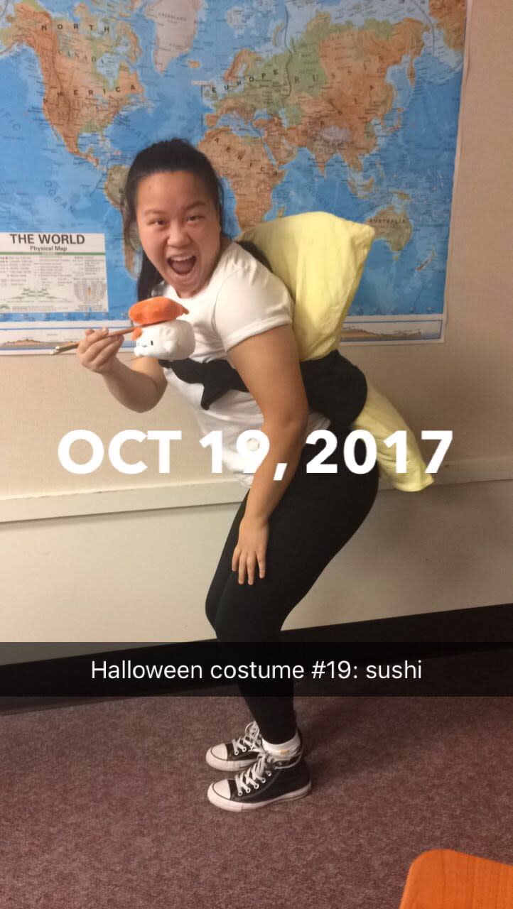 Molly Foote in her sushi costume. (Photo: courtesy of Molly Foote)