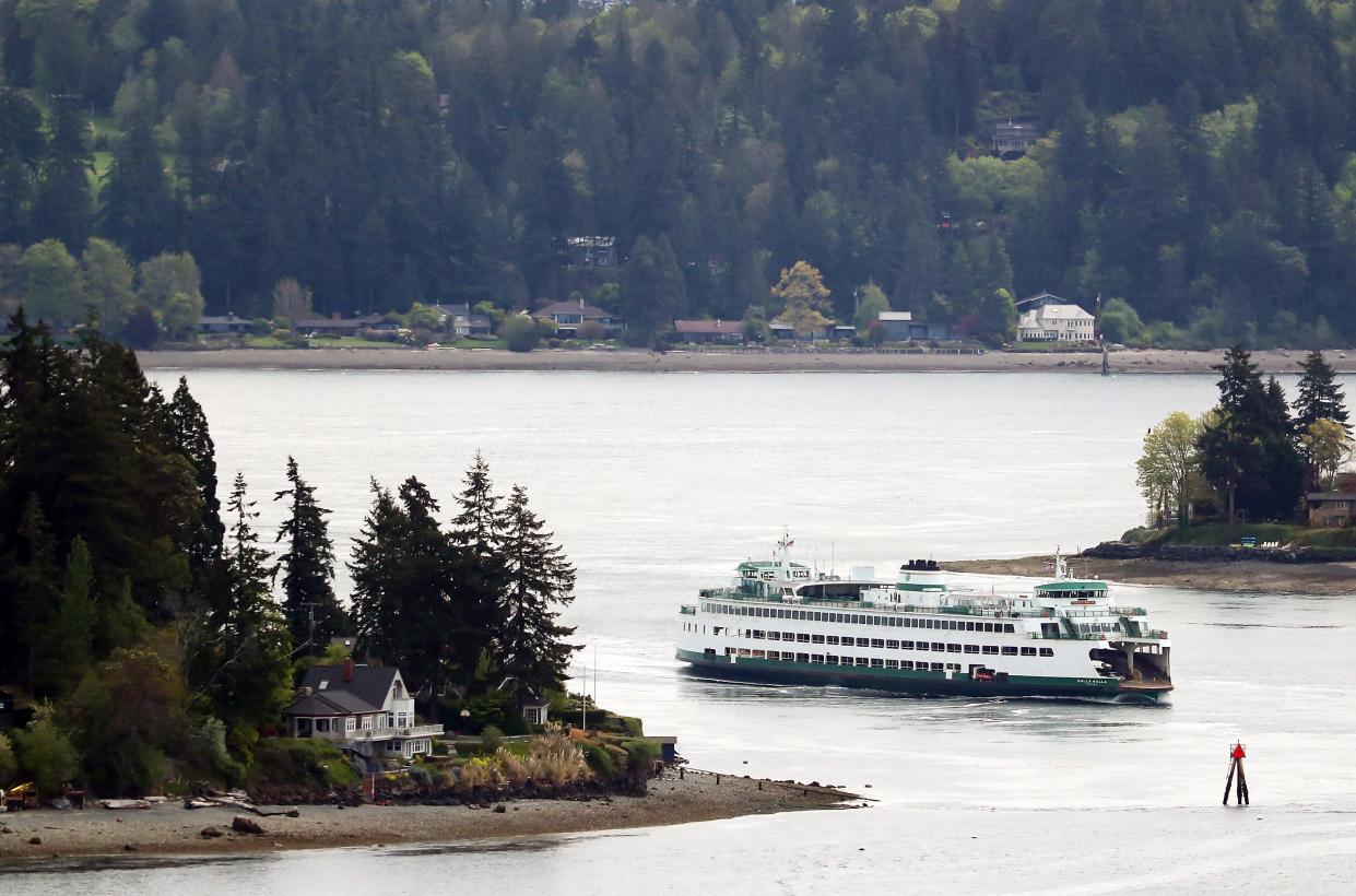 The Washington State Ferries vessel Walla Walla exits Rich Passage as it heads for Bremerton from Seattle on May 4.