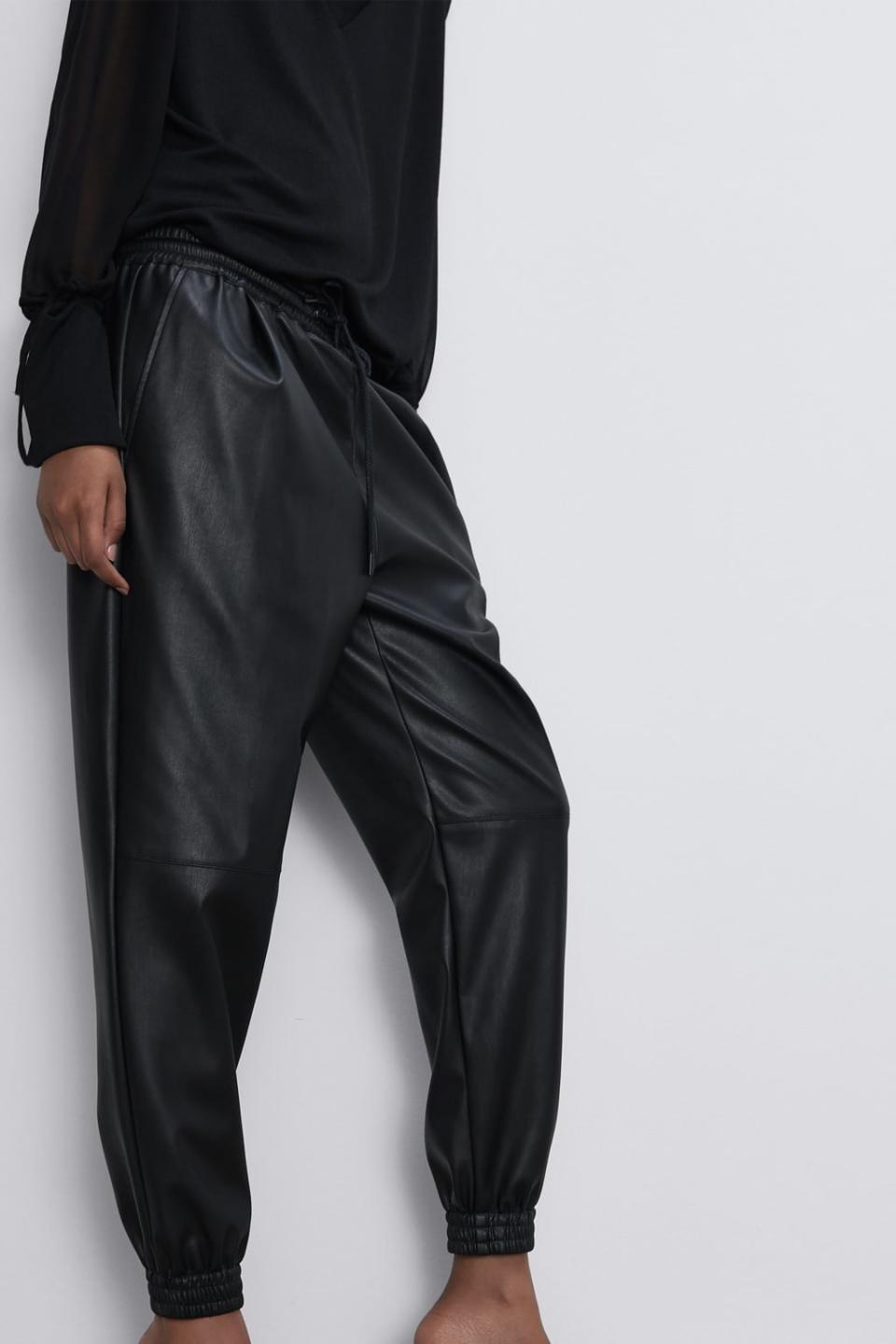 Zara Faux Leather Jogging Pants