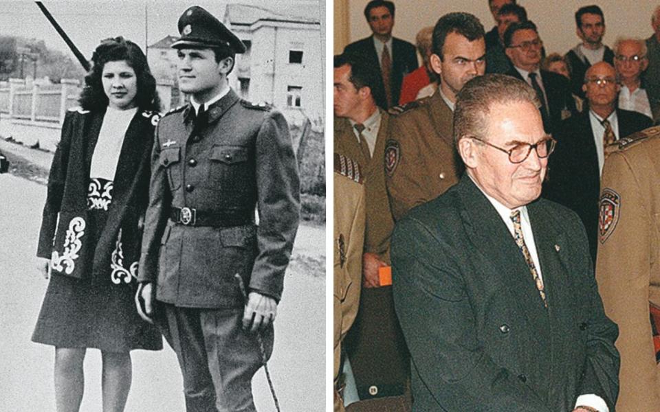 Pictured with his wife in 1945, the Croatian former concentration camp commandant was prosecuted in 1998 - Getty images, Reuters