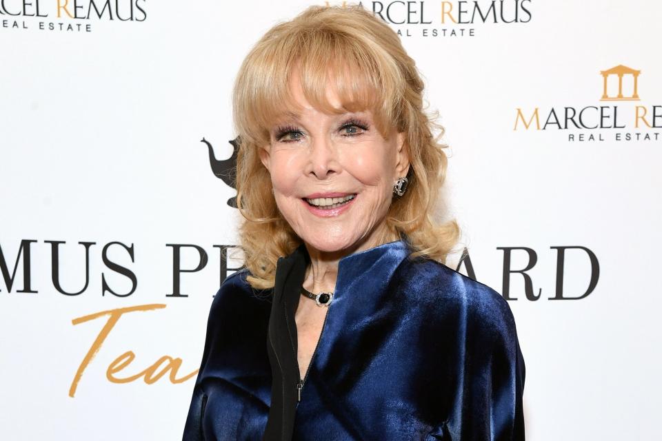 Barbara Eden Looks Chic in Navy Blue at Remus PreAward Tea Time Event