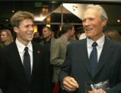 <p>Clint Eastwood and his son Scott talk at the afterparty for the 2006 movie premiere of Flags of Our Fathers in Beverly Hills, California. </p>
