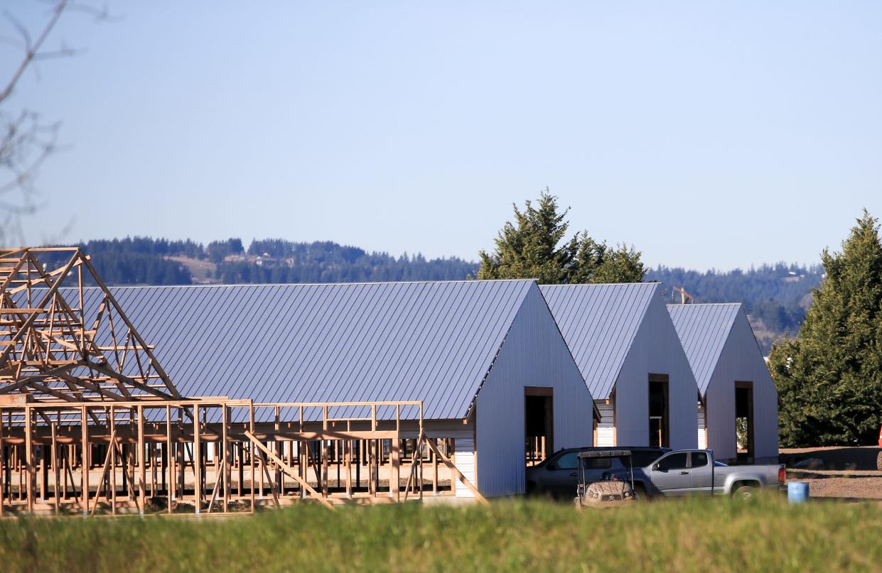 A proposal to build large a Foster Farms chicken grow-out facility between Jefferson and Scio, like this one under construction in 2023 near Auora, had its water permit pulled for further review as part of a court case.