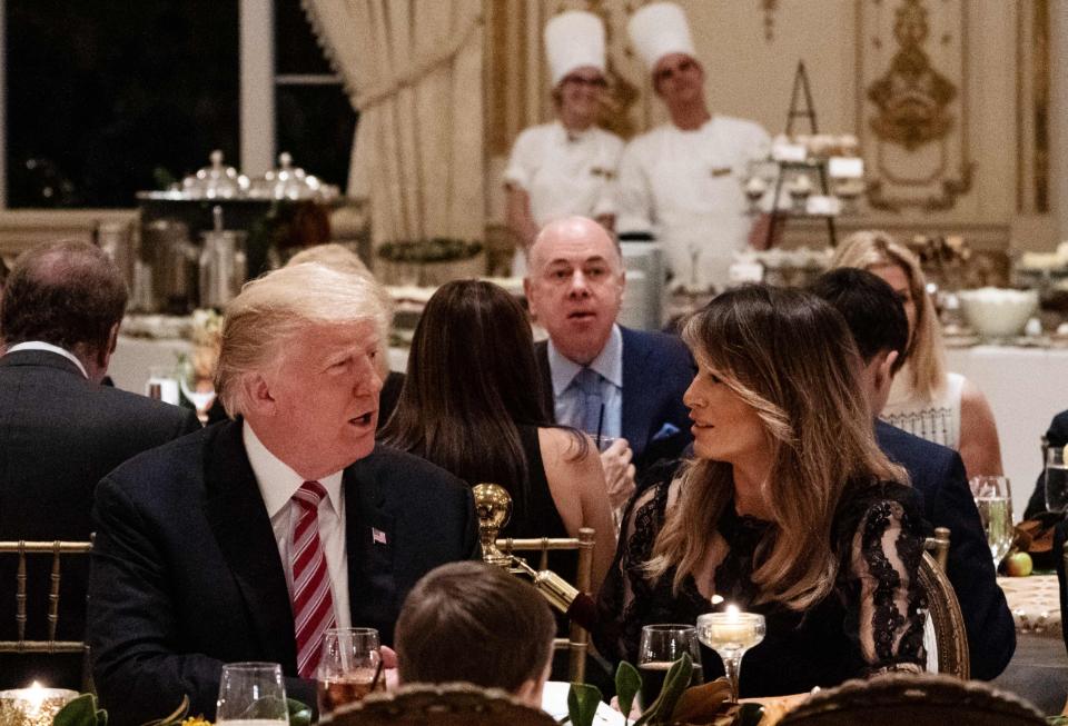 US President Donald Trump and US First Lady Melania Trump sit down for Thanksgiving dinner at his Mar-a-Lago resort (AFP/Getty Images)