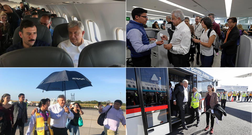 FOTOS | AMLO viaja e inaugura histórica Presidencia de la austeridad