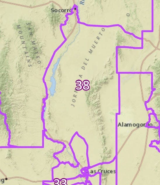 A map on the New Mexico Legislature website shows the newly redrawn House District 38 as of Jan. 1, 2023, which extends from Socorro into Doña Ana County.