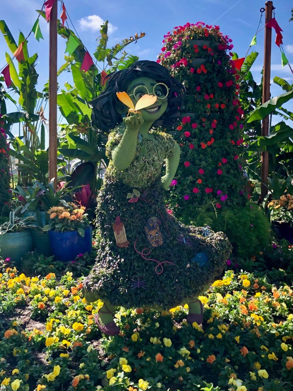 Among the topiaries at  the EPCOT International Flower & Garden Festival, which runs through May 27: Mirabel Madrigal. She and other "Encanto" characters Antonio, Isabela and Luisa are located in World Showcase.