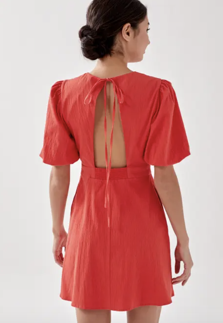 PHOTO: Love, Bonito. Sadie Padded Tie Back Puff Sleeve Dress