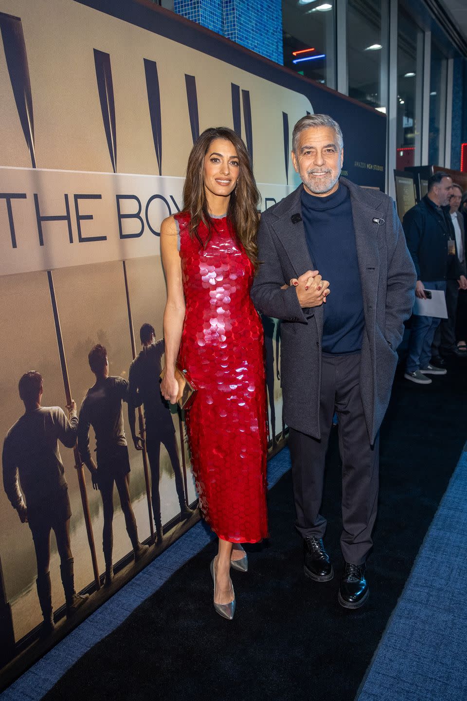 seattle, washington december 07 amal clooney l and george clooney attend the mgm seattle community screening of the boys in the boat at siff cinema on december 07, 2023 in seattle, washington photo by mat haywardgetty images for mgms seattle community