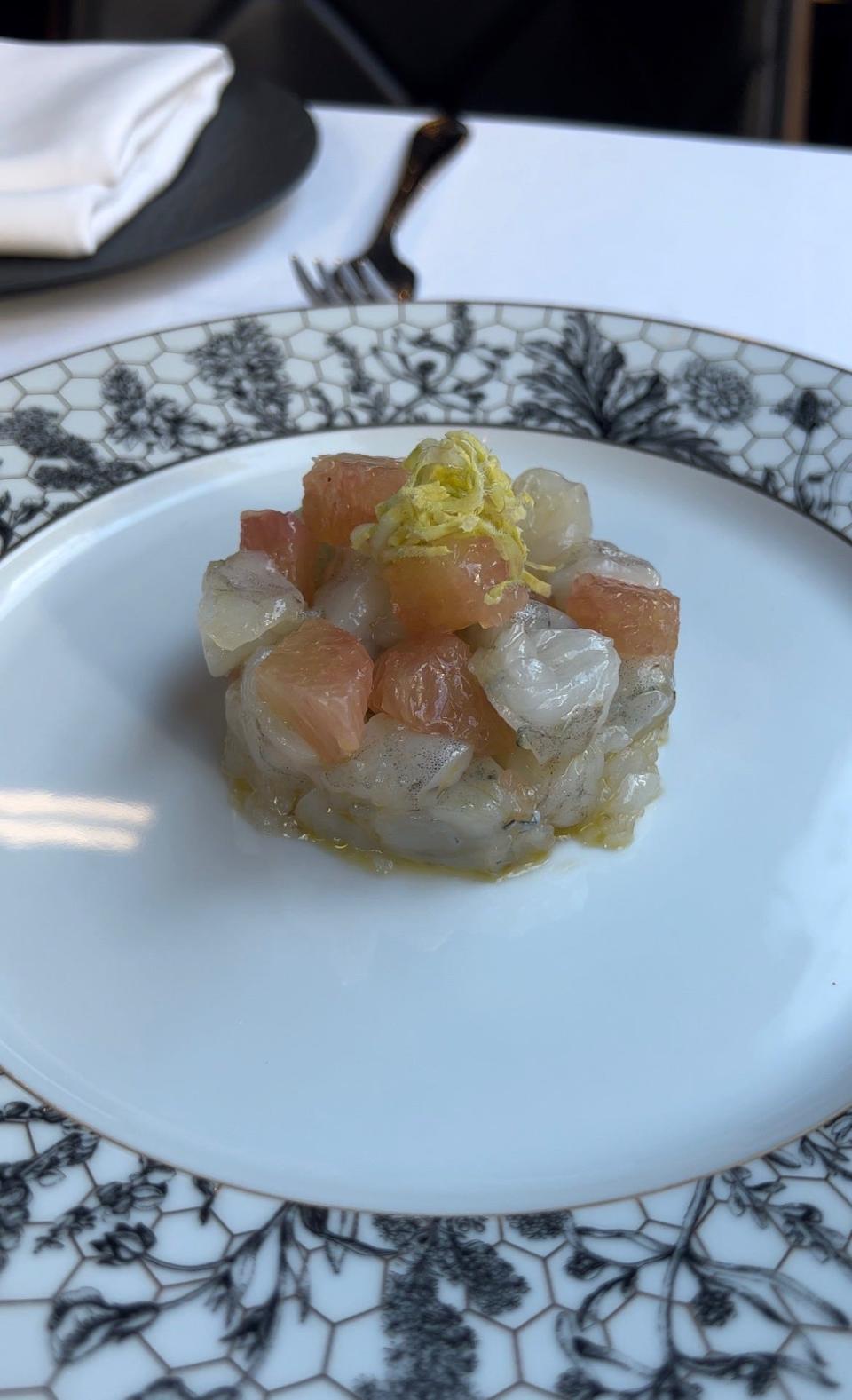 Scampi and Pomelo Tartare at Lucciola in New York City