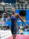 <p>This win set a new record in the 100m freestyle event of 57.20 seconds. (Getty) </p>