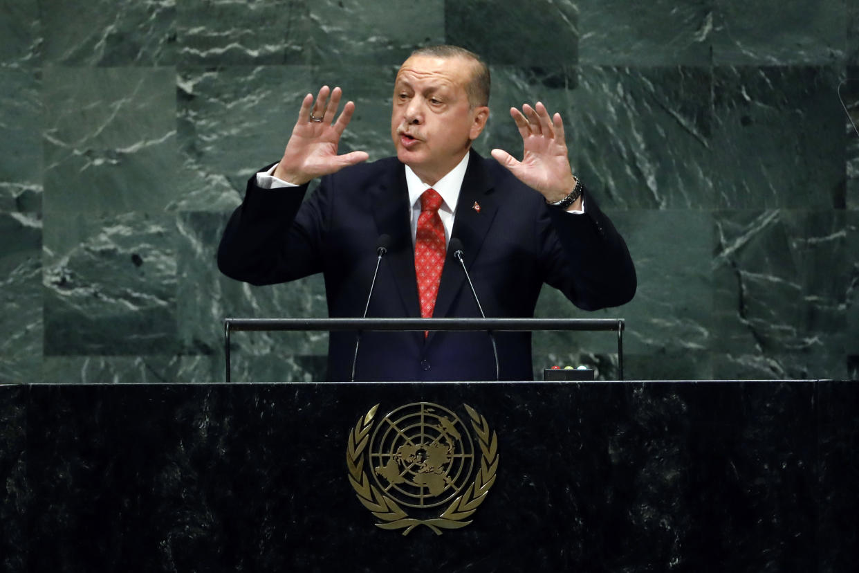 Recep Tayyip Erdogan bei der Generaldebatte der UN-Vollversammlung. (Bild: Richard Drew/AP/dpa)